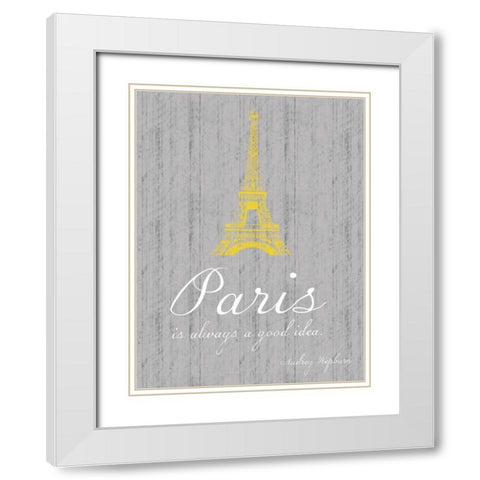 Paris Quote Gray 2 White Modern Wood Framed Art Print with Double Matting by Gibbons, Lauren