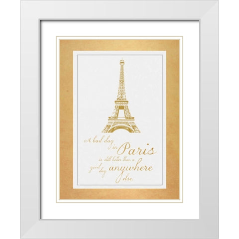 Paris Quote Gold White Modern Wood Framed Art Print with Double Matting by Gibbons, Lauren