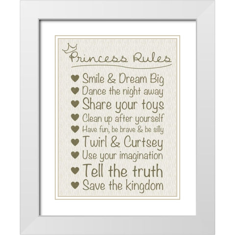 Princess Rules Cream White Modern Wood Framed Art Print with Double Matting by Gibbons, Lauren