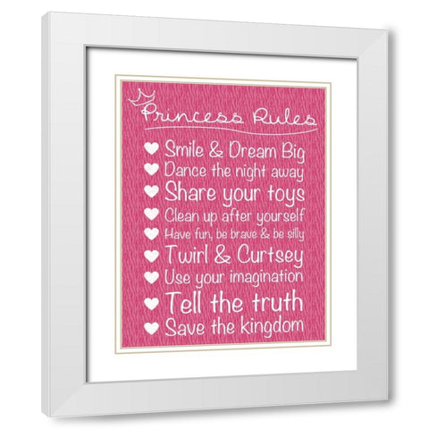 Princess Rules White Modern Wood Framed Art Print with Double Matting by Gibbons, Lauren