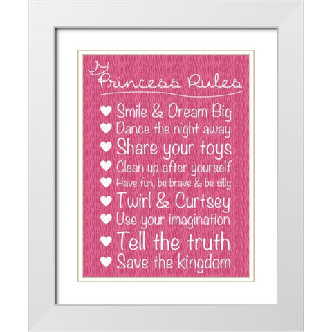 Princess Rules White Modern Wood Framed Art Print with Double Matting by Gibbons, Lauren