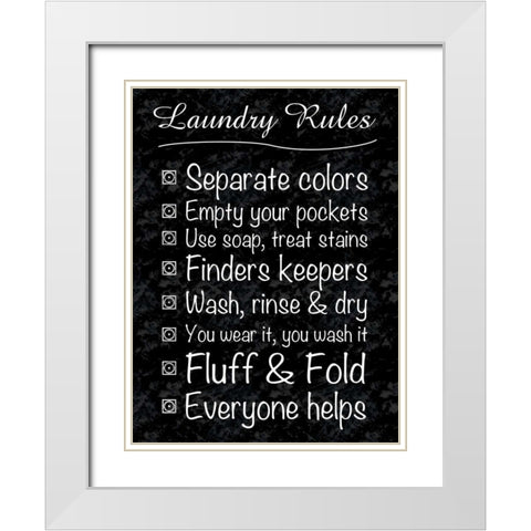 Laundry Rules White Modern Wood Framed Art Print with Double Matting by Gibbons, Lauren