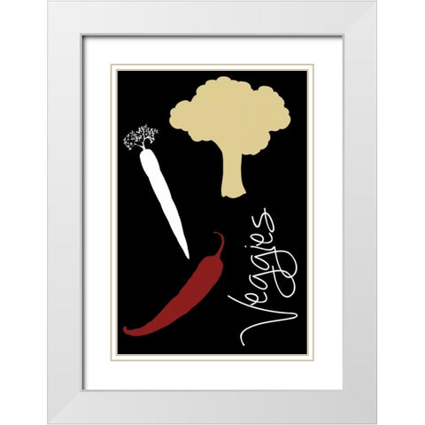 Veggies White Modern Wood Framed Art Print with Double Matting by Gibbons, Lauren