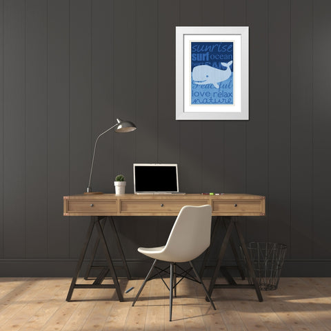 Beach Whale White Modern Wood Framed Art Print with Double Matting by Gibbons, Lauren