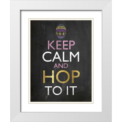 Easter Chalk Hop To It White Modern Wood Framed Art Print with Double Matting by Gibbons, Lauren