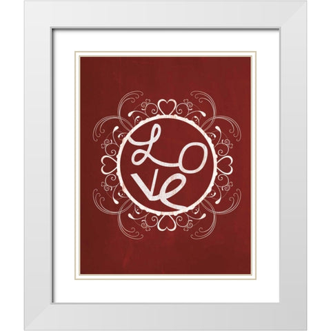 Red Chalk Love White Modern Wood Framed Art Print with Double Matting by Gibbons, Lauren