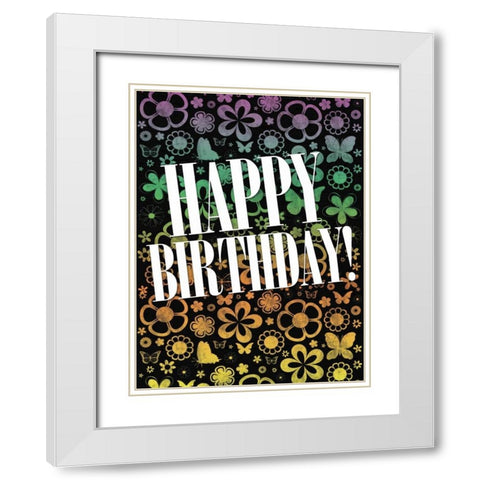 Happy Birthday White Modern Wood Framed Art Print with Double Matting by Gibbons, Lauren