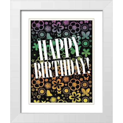 Happy Birthday White Modern Wood Framed Art Print with Double Matting by Gibbons, Lauren