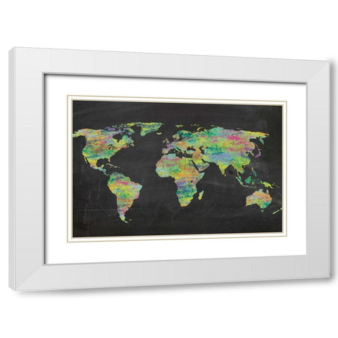 The World On Chalk White Modern Wood Framed Art Print with Double Matting by Gibbons, Lauren