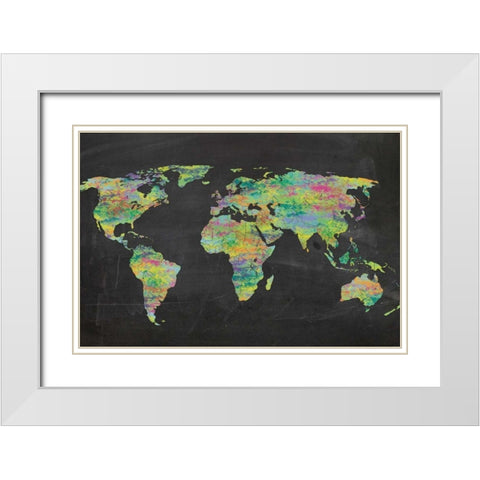 The World On Chalk White Modern Wood Framed Art Print with Double Matting by Gibbons, Lauren