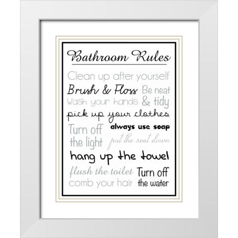 Bath Rules Blk White Modern Wood Framed Art Print with Double Matting by Gibbons, Lauren