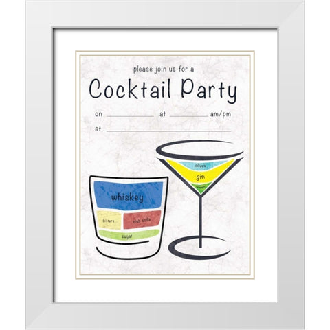 Cocktail 2 Invitation White Modern Wood Framed Art Print with Double Matting by Gibbons, Lauren
