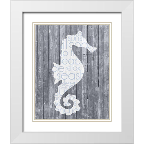 Seahorse Wood Panel White Modern Wood Framed Art Print with Double Matting by Gibbons, Lauren