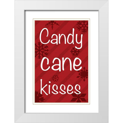 Candy Cane Banner White Modern Wood Framed Art Print with Double Matting by Gibbons, Lauren
