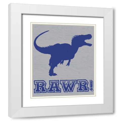 Dino Rawr White Modern Wood Framed Art Print with Double Matting by Gibbons, Lauren