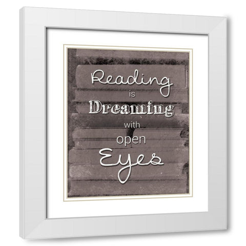 Books Dream BW White Modern Wood Framed Art Print with Double Matting by Gibbons, Lauren