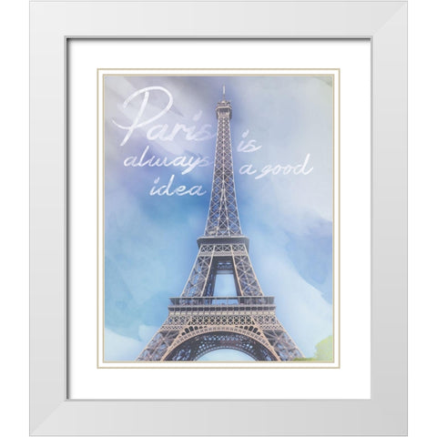Paris 1 Quote White Modern Wood Framed Art Print with Double Matting by Gibbons, Lauren
