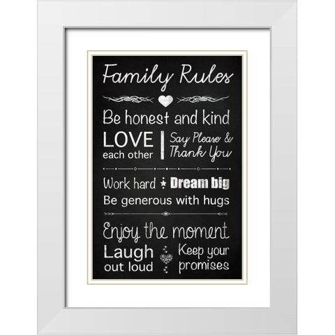 Family Rules White Modern Wood Framed Art Print with Double Matting by Gibbons, Lauren