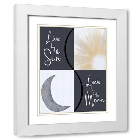 Moon and Sun Combined White Modern Wood Framed Art Print with Double Matting by Gibbons, Lauren
