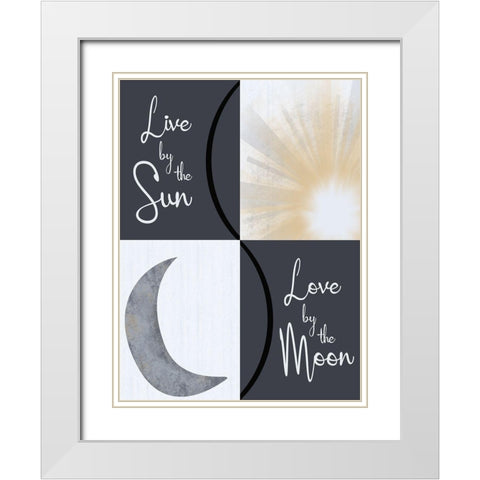 Moon and Sun Combined White Modern Wood Framed Art Print with Double Matting by Gibbons, Lauren