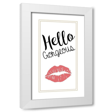 Hello White Modern Wood Framed Art Print with Double Matting by Gibbons, Lauren