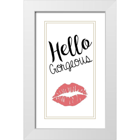Hello White Modern Wood Framed Art Print with Double Matting by Gibbons, Lauren