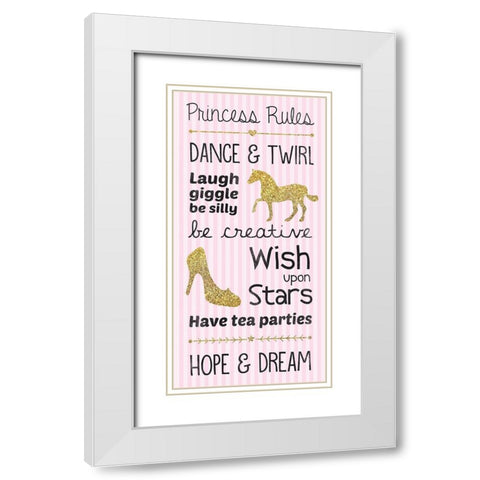 Princess Rules White Modern Wood Framed Art Print with Double Matting by Gibbons, Lauren