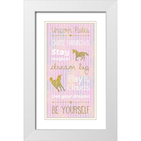 Unicorn Rules Pink White Modern Wood Framed Art Print with Double Matting by Gibbons, Lauren