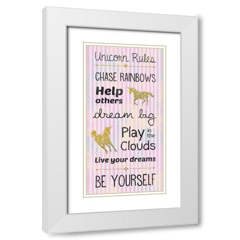 Unicorn Rules White Modern Wood Framed Art Print with Double Matting by Gibbons, Lauren