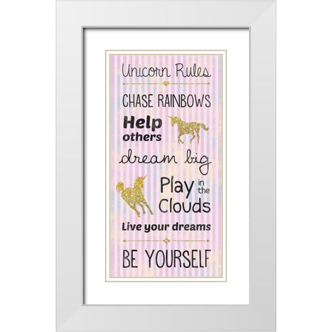 Unicorn Rules White Modern Wood Framed Art Print with Double Matting by Gibbons, Lauren