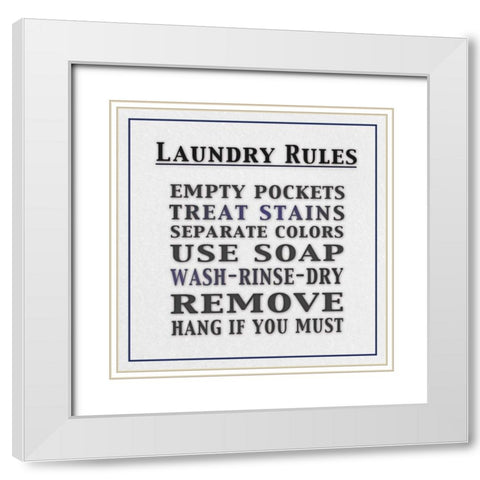Laundry Rules Square White Modern Wood Framed Art Print with Double Matting by Gibbons, Lauren