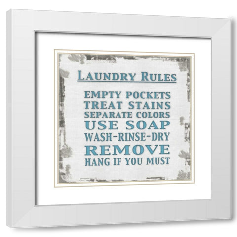 Aqua Laundry Square White Modern Wood Framed Art Print with Double Matting by Gibbons, Lauren