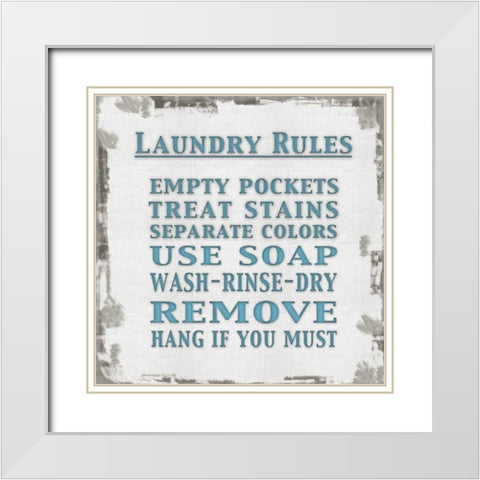 Aqua Laundry Square White Modern Wood Framed Art Print with Double Matting by Gibbons, Lauren