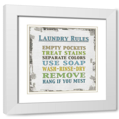 Laundry Rules White Modern Wood Framed Art Print with Double Matting by Gibbons, Lauren