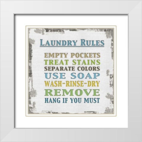 Laundry Rules White Modern Wood Framed Art Print with Double Matting by Gibbons, Lauren