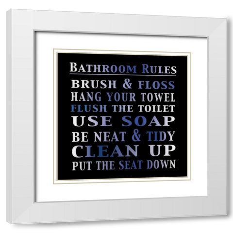 Bath Rules 2b White Modern Wood Framed Art Print with Double Matting by Gibbons, Lauren