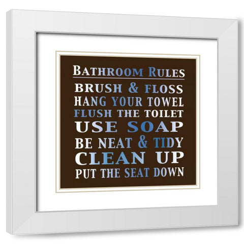 Bath Rules 2 C White Modern Wood Framed Art Print with Double Matting by Gibbons, Lauren
