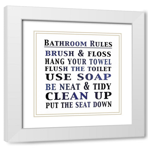 Bath Rules 2 White Modern Wood Framed Art Print with Double Matting by Gibbons, Lauren