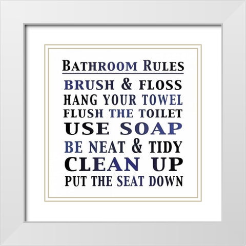 Bath Rules 2 White Modern Wood Framed Art Print with Double Matting by Gibbons, Lauren