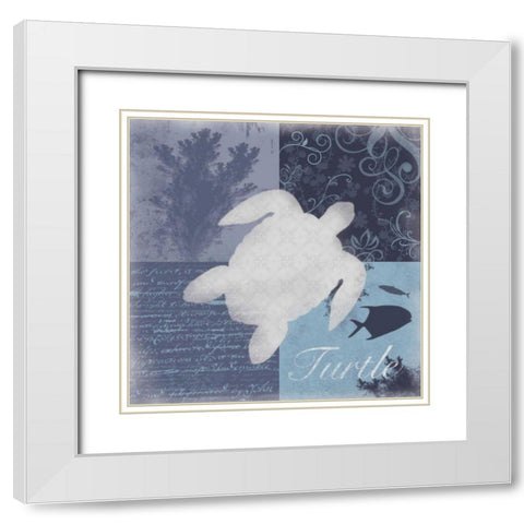 Beach Turtle White Modern Wood Framed Art Print with Double Matting by Gibbons, Lauren