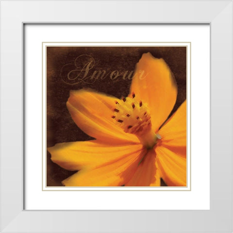 Amour Flower White Modern Wood Framed Art Print with Double Matting by Gibbons, Lauren
