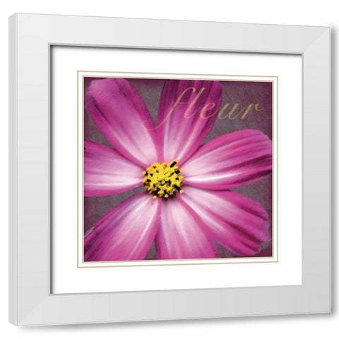 Pink Fleur White Modern Wood Framed Art Print with Double Matting by Gibbons, Lauren