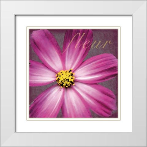 Pink Fleur White Modern Wood Framed Art Print with Double Matting by Gibbons, Lauren