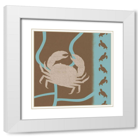 Crab Pattern White Modern Wood Framed Art Print with Double Matting by Gibbons, Lauren