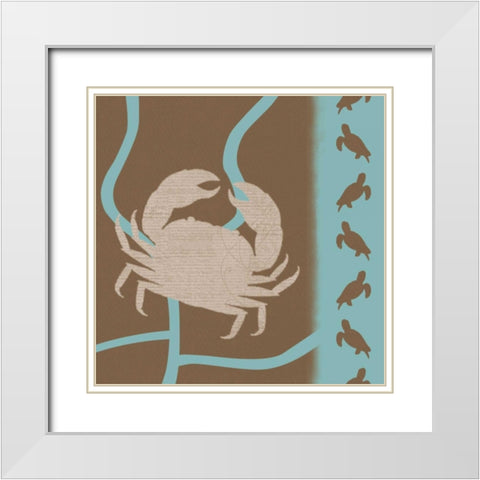 Crab Pattern White Modern Wood Framed Art Print with Double Matting by Gibbons, Lauren