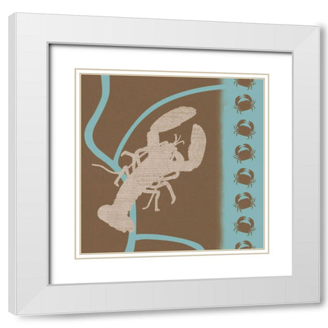Lobster Pattern White Modern Wood Framed Art Print with Double Matting by Gibbons, Lauren