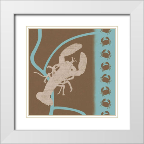 Lobster Pattern White Modern Wood Framed Art Print with Double Matting by Gibbons, Lauren