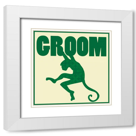 Monkey Groom White Modern Wood Framed Art Print with Double Matting by Gibbons, Lauren