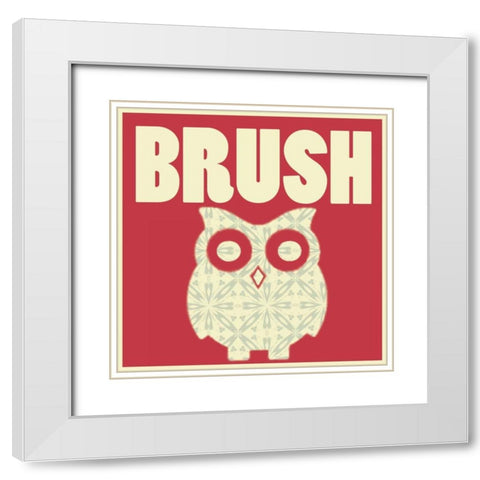 Owl Brush White Modern Wood Framed Art Print with Double Matting by Gibbons, Lauren