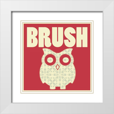 Owl Brush White Modern Wood Framed Art Print with Double Matting by Gibbons, Lauren